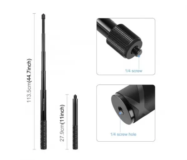 Stablecam Neviditeľná selfie tyč pre Insta360 X3 / X2 / One RS / GoPro (110 cm) 1INST392