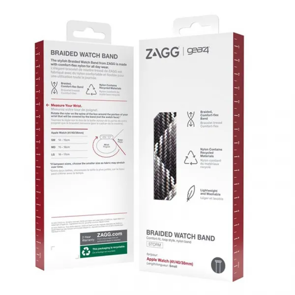 ZAGG GEAR4 Řemínek Apple Watch 41/40/38mm SM šedá/melír