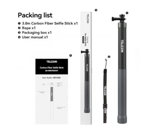 Stablecam Prodlužující selfie tyč na kameru Insta360 X3 / X2 / One RS (3m) 1INST389