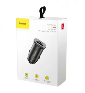 Baseus Square PPS QC4.0 / PD3.0 5A 30W autonabíjačka (čierna) 018453