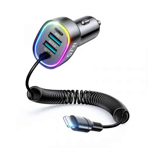 Autonabíjačka Joyroom JR-CL20, 2x USB + 2x Lightning, 57W + Lightning kábel (čierny) 039201