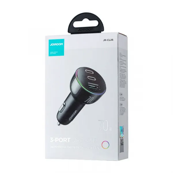 Joyroom nabíjačka do auta JR-CL26, 2x USB-C PD, 1x USB 70W (čierna) 044772