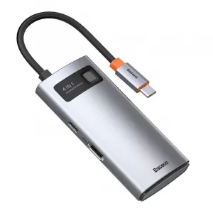 Hub 4v1 Baseus Metal Gleam Series, USB-C na USB 3.0 USB 2.0 HDMI USB-C PD Varianta: uniwersalny
