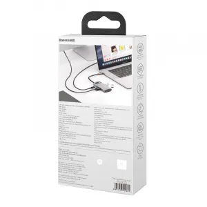 Hub 4v1 Baseus Metal Gleam Series, USB-C na USB 3.0 USB 2.0 HDMI USB-C PD Varianta: uniwersalny
