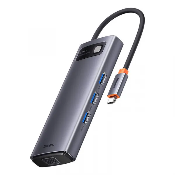Hub 6w1 Baseus Metal Gleam Series, USB-C až 3x USB 3.0 + HDMI + USB-C PD + VGA 035210
