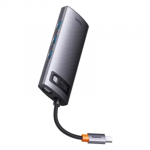 Hub 6w1 Baseus Metal Gleam Series, USB-C až 3x USB 3.0 + HDMI + USB-C PD + VGA 035210
