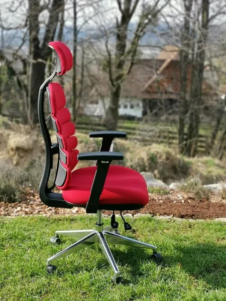 MERCURY Ergonomická kancelárska stolička SPINE červená, s opierkou hlavy