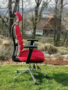MERCURY Ergonomická kancelárska stolička SPINE červená, s opierkou hlavy