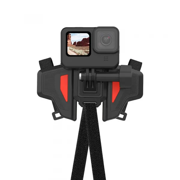 Telesin Helmet Strap držiak na prilbu pre športové kamery, čierny/červený (GP-HBM-MT2)