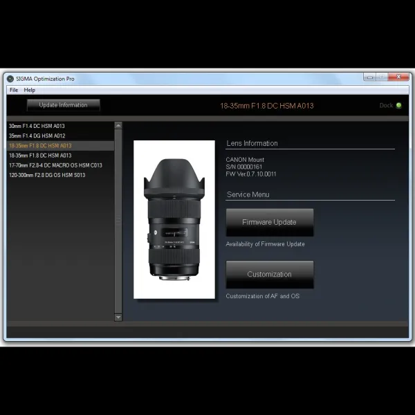 SIGMA USB DOCK pre Pentax K 90069900