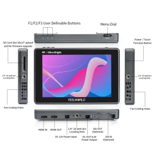Feelworld L7 7-palcový 2200nits dotykový monitor DSLR fotoaparátu Field Monitor 21619