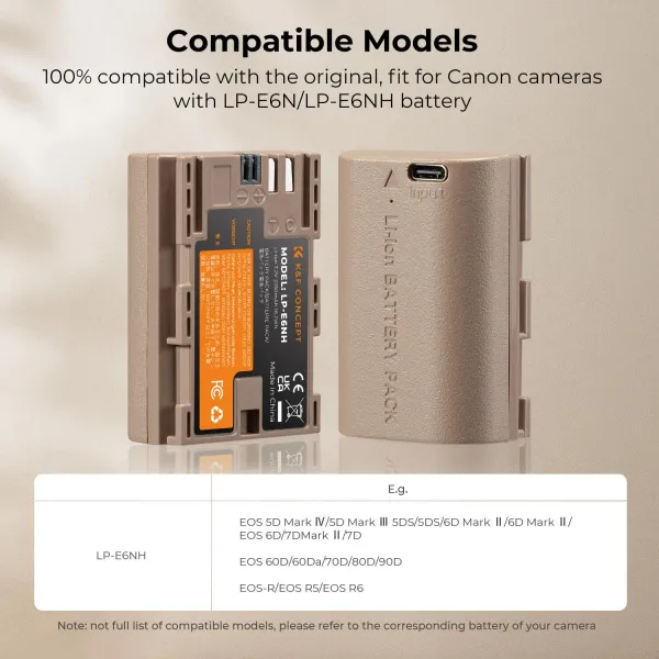 K&F Concept K&F LP-E6NH 2250mAh, batéria typu C s priamou montážou fotoaparátu 28254