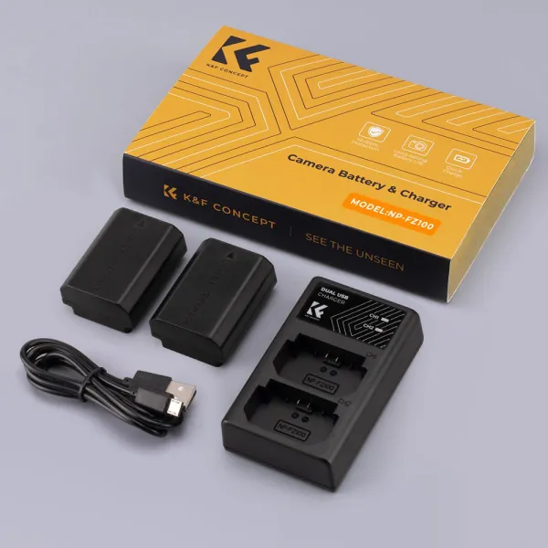 K&F Concept Dvojitá batéria pre digitálny fotoaparát K&F FZ100 2000mAh s dvojkanálovou... 22974