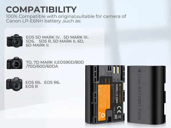 K&F Concept Dvojitá batéria pre digitálny fotoaparát K&F LPE6NH 2250mAh s dvojkanálovou... 28253