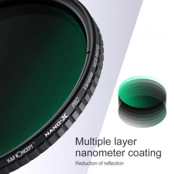 K&F Concept 77 mm XV38 Nano-X Variabilný/Fader ND Filter, ND2~ND32, W/O čierny 18599