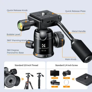 K&F Concept 26 mm kovová statívová guľová hlava s panoramatickou otočnou rukoväťou o... 22871