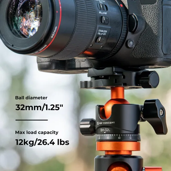 K&F Concept 32 mm kovová statívová guľová hlava otočná panoramatická o 360 stupňov s... 22874