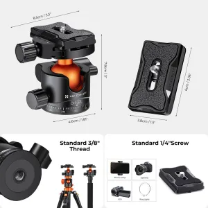 K&F Concept 32 mm kovová statívová guľová hlava otočná panoramatická o 360 stupňov s... 22874