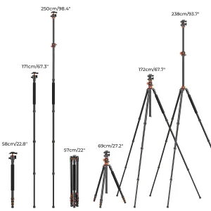 K&F Concept 94"/2,4 m horný kamerový statív T254A8+BH-28L (SA254T1) 22873