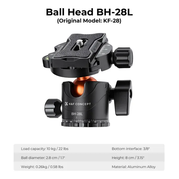 K&F Concept 94"/2,4 m horný kamerový statív T254A8+BH-28L (SA254T1) 22873