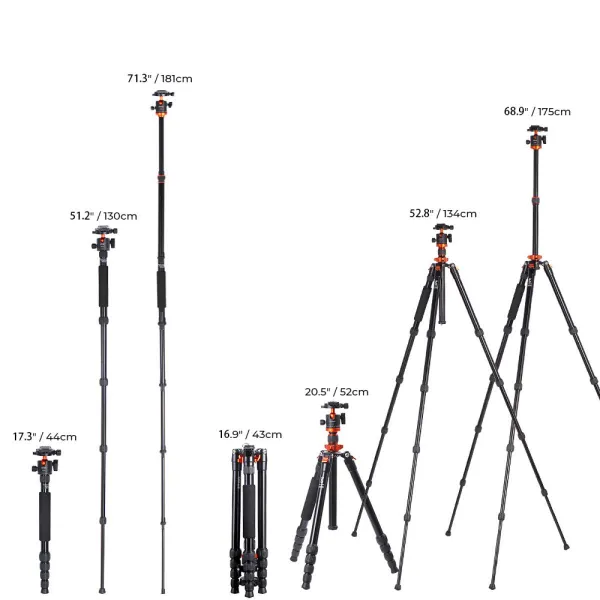 K&F Concept K&F 1,7 m hliníkový statív pre prenosný fotoaparát Cestovný statív s... 23780