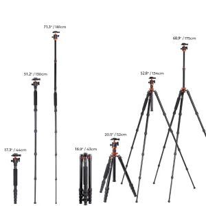 K&F Concept K&F 1,7 m hliníkový statív pre prenosný fotoaparát Cestovný statív s... 23780