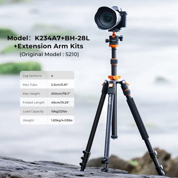 K&F Concept K&F 2m horný hliníkový statív pre digitálnu zrkadlovku Kompaktný prenosný... 23775