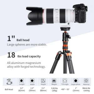 K&F Concept Guľová hlava statívu fotoaparátu s 1/4 palcovým rýchloupínacím tanierom a... 22870