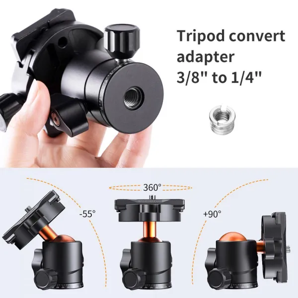K&F Concept Guľová hlava statívu fotoaparátu s 1/4 palcovým rýchloupínacím tanierom a... 22870