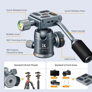 K&F Concept K&F 26 mm kovová statívová guľová hlava s rukoväťou otočnou panoramatickou... 28615