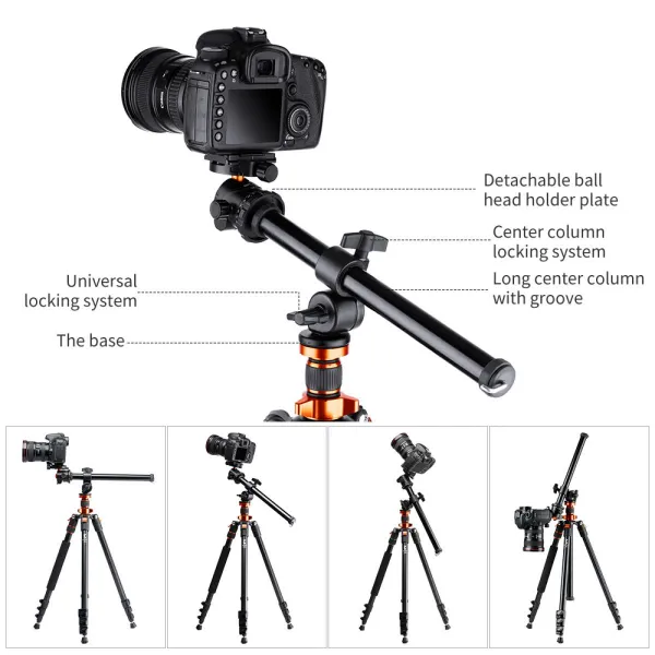 K&F Concept K&F 2m stropný statív pre digitálnu zrkadlovku Kompaktný prenosný statív Vlog Monopod + predlžovacie rameno 34624