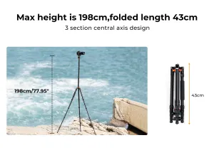 K&F Concept 198 cm hliníkový statív pre fotoaparáty, 3-dielny cestovný statív s... 23782