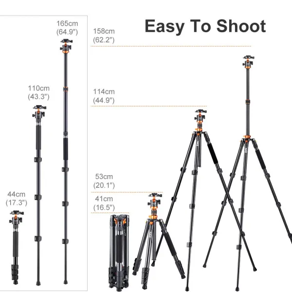 K&F Concept K&F 1,6 m hliníkový statív Odnímateľný monopod s rýchloupínacou doskou,... 23752