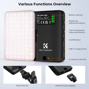 K&F Concept K&F svetlo klip na telefón, 4W, kapacita batérie 2000mAh, CRI95+, teplota... 28350
