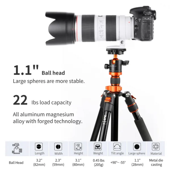 K&F Concept Profesionálna guľová hlava statívu s kapacitou 10 kg KF31-023V3 22917