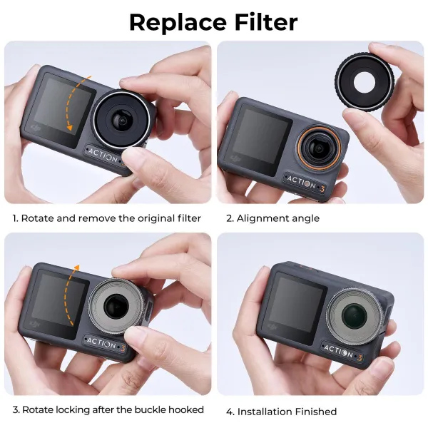 K&F Concept Sada filtrov DJI Osmo Action 3 4ks HD (ND4+ND8+ND16+ND32) 21514