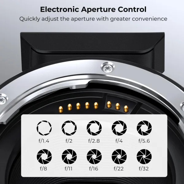 K&F Concept Elektronické automatické zaostrovanie K&F bajonet Canon EF/EF-S na EOS R s... 28339