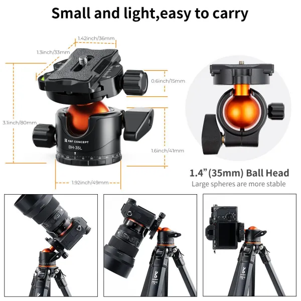 K&F Concept K&F Profesionálna 35 mm kovová statívová guľová hlava otočná panoramatická... 22912