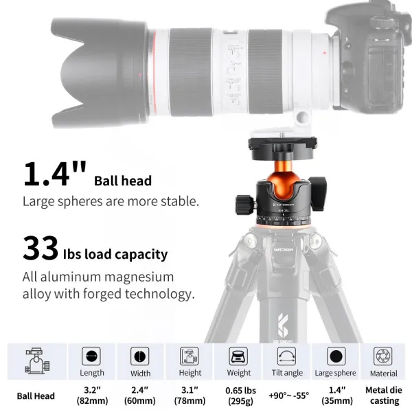 K&F Concept K&F Profesionálna 35 mm kovová statívová guľová hlava otočná panoramatická... 22912