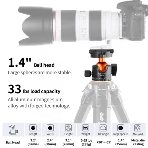 K&F Concept K&F Profesionálna 35 mm kovová statívová guľová hlava otočná panoramatická... 22912