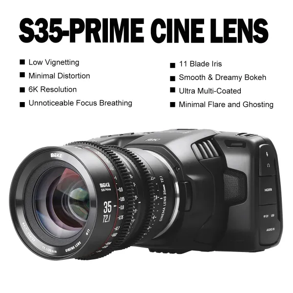Meike 35 mm T2.1 S35 Prime Cine Lens PL 15344