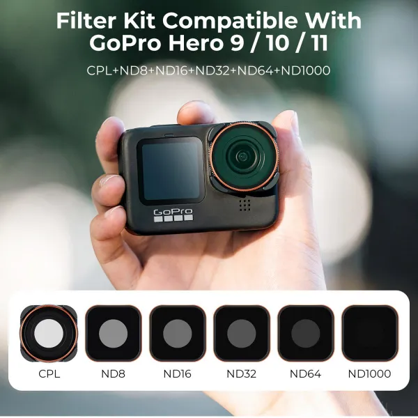 K&F Concept Filter akčnej kamery (CPL,ND8,ND16,ND32,ND64,ND1000) šesťdielna sada 31132