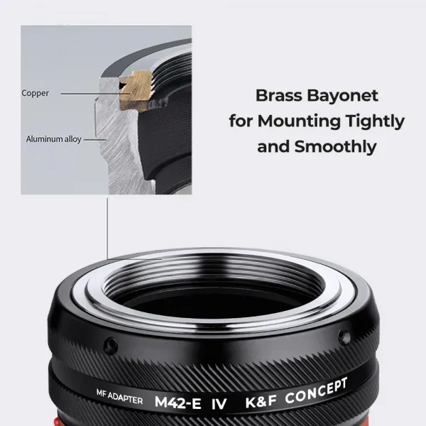 K&F Concept KF, M10106, VYSOKO PRESNÝ ADAPTÉR OBJEKTOV, Antireflexný, M42-NEX IV PRO 31128