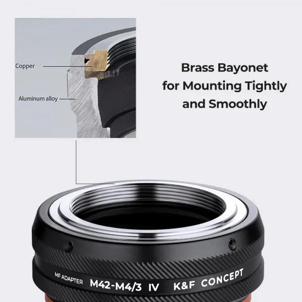 K&F Concept KF, M10126, VYSOKO PRESNÝ ADAPTÉR OBJEKTOV, Antireflexný, M42-M4/3 IV PRO 31151