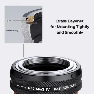 K&F Concept KF, M10126, VYSOKO PRESNÝ ADAPTÉR OBJEKTOV, Antireflexný, M42-M4/3 IV PRO 31151