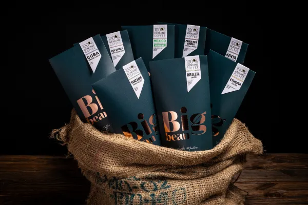 BigBean zrnková káva bezkofeínová Mexico Mountain Water Organic 100% Arabica 250g
