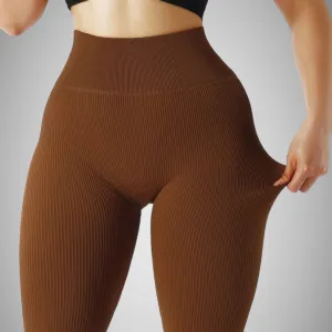 Legínovo Vrúbkované tmavo hnedé legíny Veľkosť: S