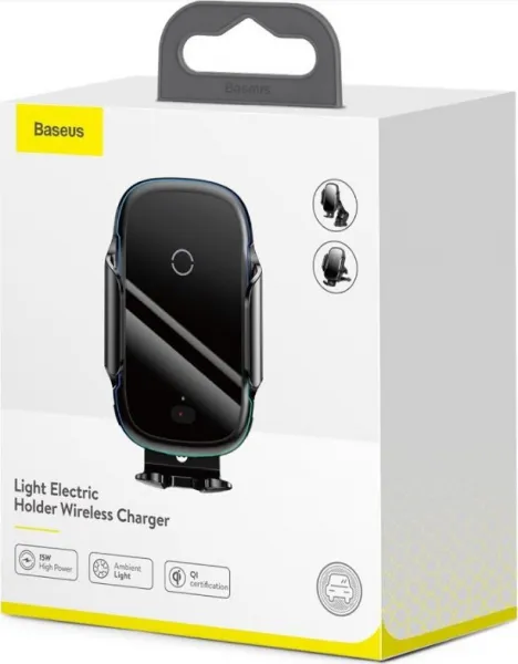Baseus Light Elektrický držiak do auta s bezdrôtovým nabíjaním 15W čierny
