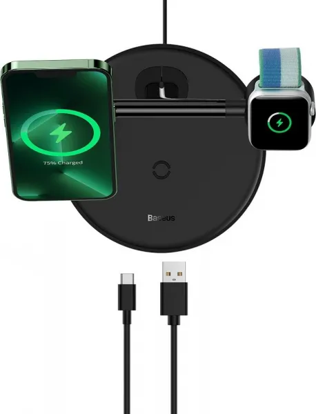 Magnetic Charging Bracket Baseus Swan 3 in 1 20W (black) Varianta: uniwersalny