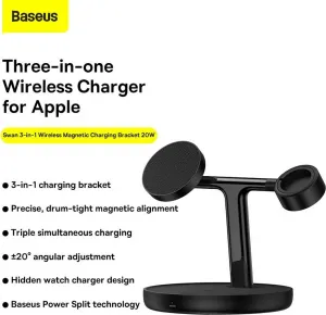 Magnetic Charging Bracket Baseus Swan 3 in 1 20W (black) Varianta: uniwersalny